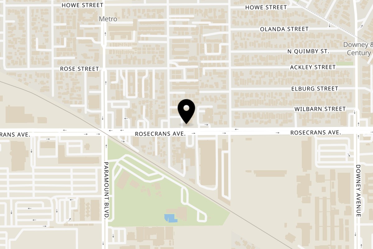 Map showing the location of Pika Tortas Ahogadas on 8111 Rosecrans Ave k in Paramount